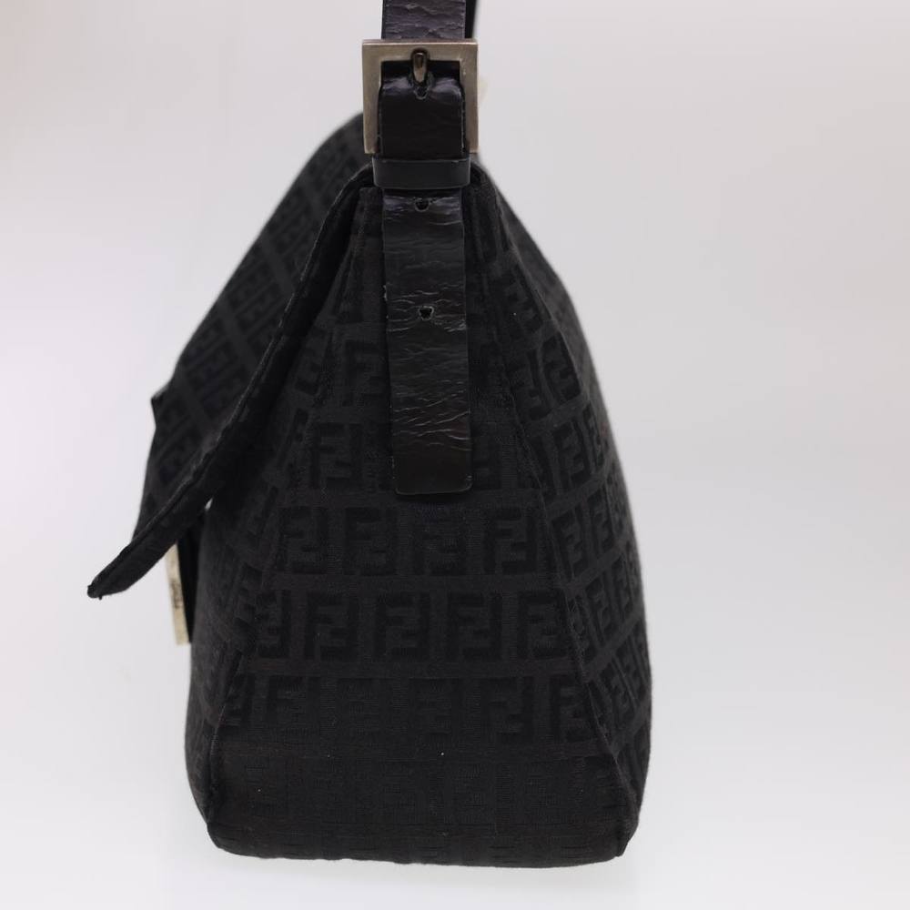 FENDI Zucchino Canvas Mamma Baguette Shoulder Bag Black Auth fm2228 - Picture 3 of 16